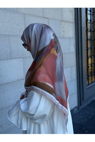 Qalortex Scarf Pamuklu Amber Desen Eşarp-somon