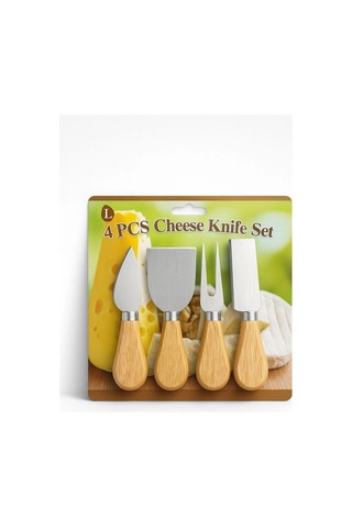 Cheese Knife Set 4pcs Peynir Bıçak Seti Ahşap Bambu Saplı Bx40 Çok Renkli