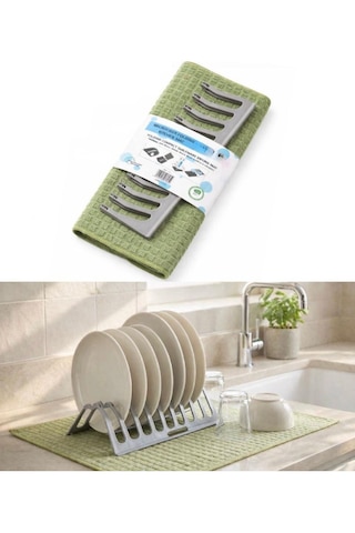 Ultra Emici Standlı Mikrofiber Bulaşık Kurutma Matı 40x50cm Tabaklık Altlığı Karışık Çok Renkli