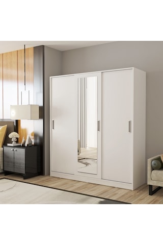Afillibebek Blanka 3 Kapılı Sürgülü Aynalı Gardrop ( Tamamı Mdflam )