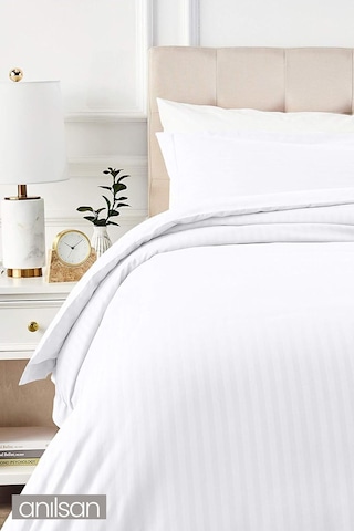 Çizgili Saten Tek Kişilik Nevresim Takımı 83 Tel, Çarşaf, Nevresim Ve Yastık Kılıfı