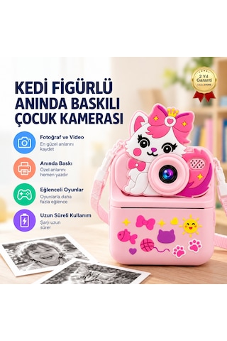 ZOOMY-C Kedi Figürlü Anında Baskılı Çocuk Kamerası -1795