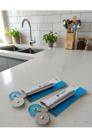 Paslanmaz Çelik Ergonomik Pizza Ve Hamur Kesici Rulosu Metalik