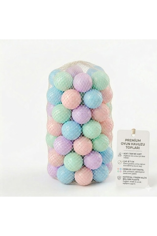 Premium Pastel Renkli Oyun Havuzu Topu 100'lü Paket - 7 Cm Büyük Boy Fileli Plastik Top Seti