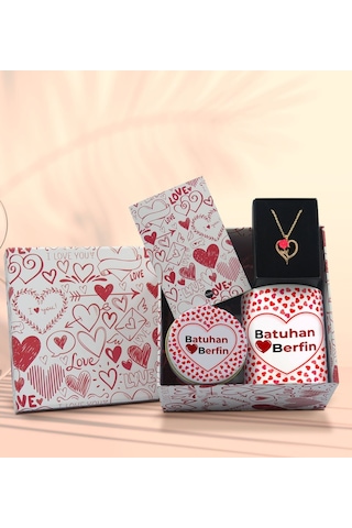 BK Gift Sevgiliye Özel Kutuda Hediye Seti, Kupa Bardak, Sevgili Hediyesi, Aşk Kolyesi, Kokulu Mum,Yıl Dönümü Hediyesi-9