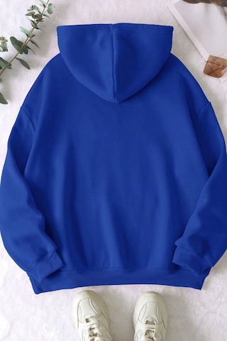 Uyguntarz Unisex Oversize Fine Baskılı Sweatshirt Mavi
