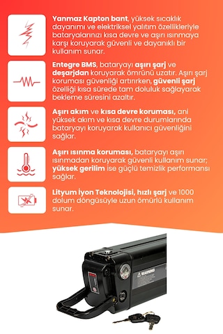 Rks Xs35 Uyumlu 36v 20ah Yüksek Kapasite Batarya