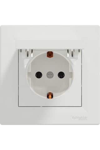 Schneider Electric Asfora Beyaz Kapaklı Topraklı Çerçeveli Priz 10 Adet