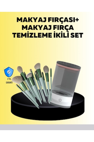 Hijyenik Makyaj İçin 13 Lü Fırça Seti Ve Elektrikli Temizleyici -