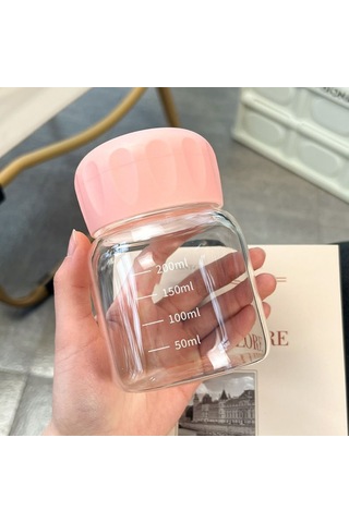 Ölçekli Yağış Effaf Cam Su Bardağıpem Pembe