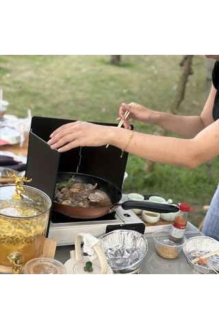 Trendooze Kamp Ocağı Rüzgarlık Beyaz Hafif Katlanır Isıya Dayanıklı Toz Koruma Beyaz