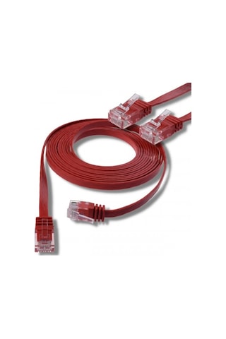 Irenis CAT6 Kablo Yassı Ethernet Network Lan Ağ İnternet Kablosu 1 M Kırmızı