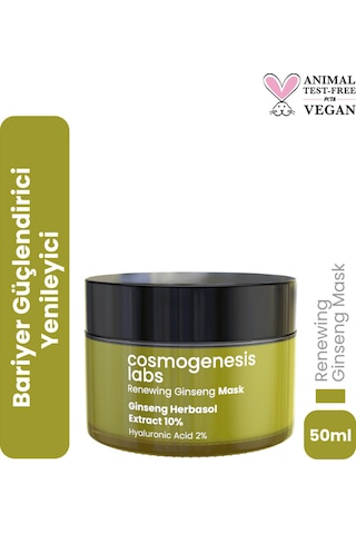 Cosmogenesis Labs %10 Ginseng Krem Maske 50ml - Durulanan Yüz Maskesi Yenileyici Bariyer Güçlendirici ve Onarıcı Vegan