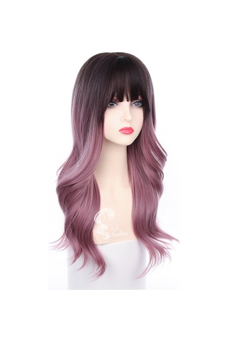 Kadınlar İçin Pembe Ve Mor Renkte Uzun Kıvırcık Peruk