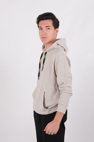Five Pocket Fp24b2124 Erkek Kapşonlu Kanguru Cepli Sweatshirt Taş