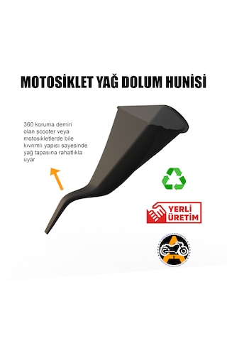Akgüneş Motogaraj Motosiklet Ve Otomobiller İçin Yağ Dolum Hunisi 360 Derece Koruma Demirli Motorlara Uyumlu