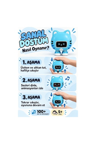 Gioc-hi Lisanslı 100 Den Fazla Ses Ve Animasyonlu Etkileşimli 10 Cm Oyuncak Sanal Dost Miao