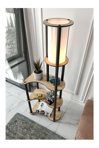 Ravilo Estilo Dekoratif Raflı Lambader Meşe