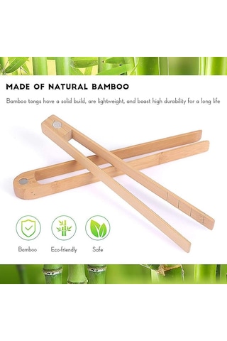 Mutfak Tost Maşası - 2 Adet Manyetik Bambu 8.7 Ahşap B