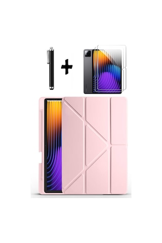 Xiaomi Pad 7 Pro / Pad 7 Uyumlu Kılıf Kalem Bölmeli Standlı Kılıf + Ekran Koruyucu + Kalem 3'lü Set Kapaklı Kılıf
