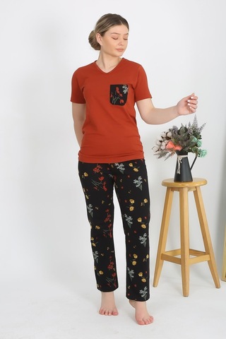 Akbeniz Kadın Kısa Kol Pamuk Penye Pijama Takım Kremit 4214-kremit Kremit