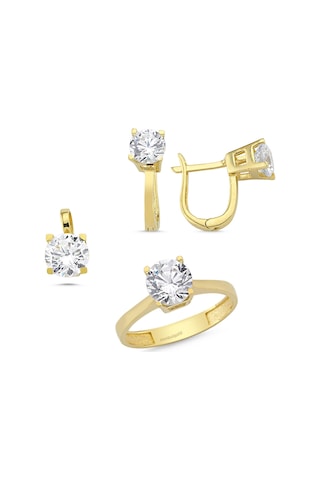 Sembol Gold Sarı Altın Tektaş Set Takım T7886 Renkli