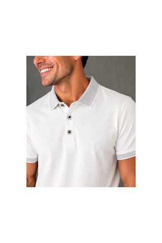 Roballi Erkek Çekmeyen Pamuklu Kumaş Kıvrılmaz Polo Yaka T-shirt Beyaz