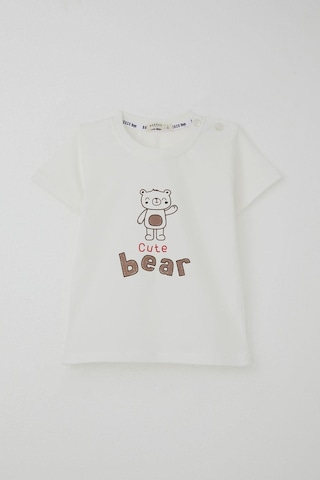 Breeze Erkek Bebek Şortlu Takım Havalı Ayıcık Baskılı 9 Ay-3 Yaş, Ekru Ekru