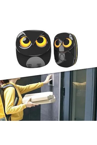 Monozone Lüx 1 Buton 1 Alıcı Kablosuz Kapı Zili Baykuş Şekilli