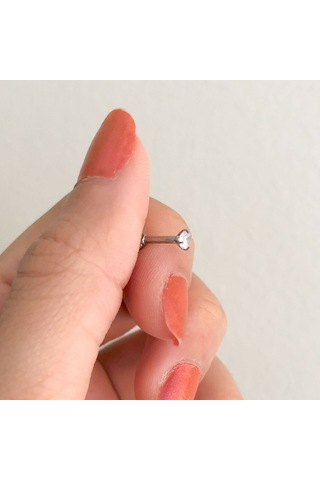 Ferizz 316l Çelik Zirkon Taşlı Piercing Prc-204 Gümüş