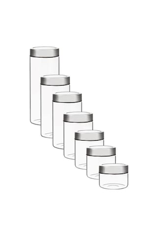 Perotti Cassetto 7'li Metal Şeffaf Kapak Cam Kavanoz & Baharat Seti