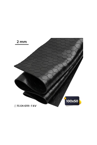 50x100 Cm İzole Halı 2 Mm 1 Kv Elektrik Yalıtkan Paspas İş Güvenliği Pano Önü Halısı 50100
