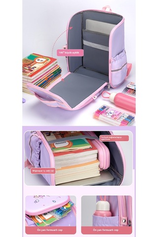 İlkokul Öğrencisi Sırt Çantası 3-6. Sınıflar Mor-gri