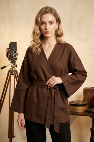 Kadın Kuşaklı Kimono 1177 Acı Kahverengi Kadın Kuşaklı Kimono 1177 Acı Kahverengi