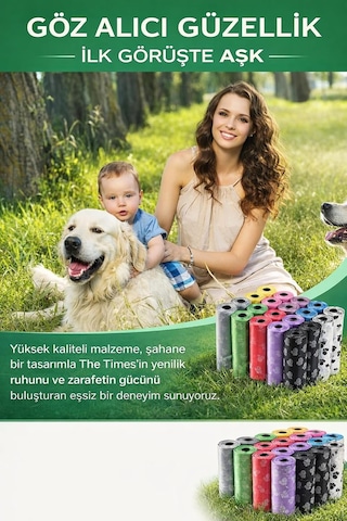Köpek Atık Poşeti 8'li Set Ekstra Kalın, Sızdırmaz, Koku Tutmaz, Kolay Kopar, Dayanıklı Ve Renkli Desenli Hi