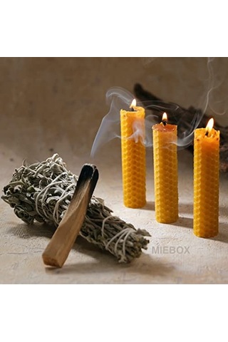 Enerji Başlangıç Seti: Palo Santo Tütsü - Balmumu Mum - Adaçayı Tütsü Demeti