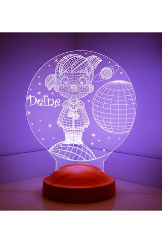 3D Led Lamba 3 Boyutlu Küçük Kız Kişiye Özel Hediye Gecelambası