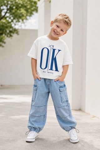 Aden Kids Erkek Çocuk Kot Pantalon Lu Oversize Alt Üst Takım Mavi