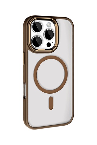 Apple iPhone 16 Pro Max Kılıf Wireless Şarj Özellikli Casen Krom Magsafe Silikon Kılıf