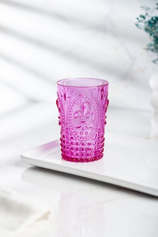 Akrilik Pembe Tekli Kısa Bardak & Su Meşrubat Kahve Yanı Bardağı 400 Ml Cam Değildir
