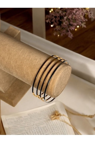 Ajda 4'lü Gold Kadın İnce Ajda Bilezik - 3155-4 Çok Renkli