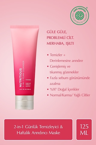 Estee Lauder Nutritious 2-in-1 Yüz Temizleme Köpüğü & Maske Gözenekler Yağ Kontrolü Doğal İçerikler 125 ML
