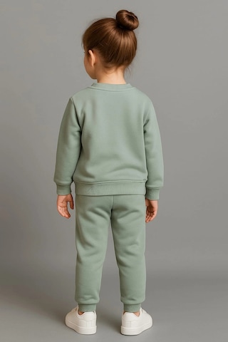 Kız Çocuk %100 Pamuk Gül Baskılı Eşofman Takımı Yeşil