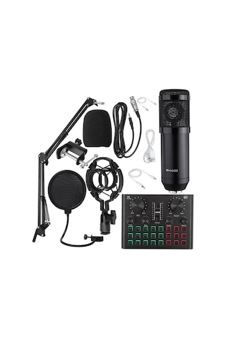 Bm600 Filtreli Condenser Mikrofon V8 Plus Ses Kartı Ve Standlı Set