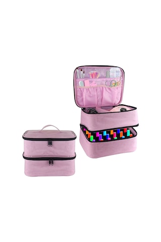 Reedark 30'li Tırnak Boyası Taşıma Çantası - Çift Katlı, Pembe, Dayanıklı Ve Pratik Diğer