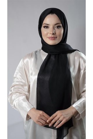 Hürrem Bone Siyah Düz Klasik Şal Şifon Kumaş Janjan Abiye 202108 01 Siyah