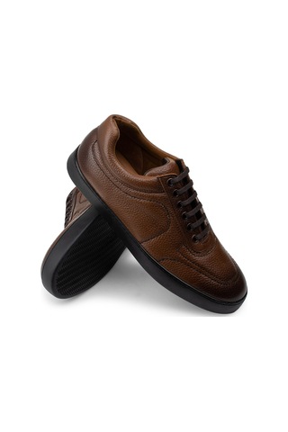 Deery Hakiki Deri Taba Rengi Sneaker Erkek Ayakkabı - 01876Mtbac01 Taba