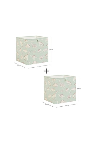 Ocean Home Textile 2'li Çocuk Odası Dinozor Kutu Set 33 X 30 X 33 Cm Mint