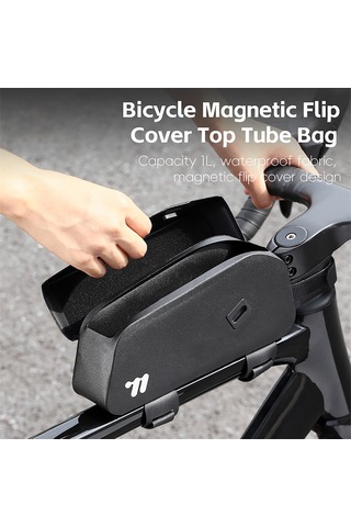 Jeemson Manyetik Kapaklı Su Geçirmez Bisiklet Çantası 1l Kapasiteli, 600d Tpu Malzeme, Kolay Erişim, Rüzgar Direncini Azaltan Tasarım Siyah