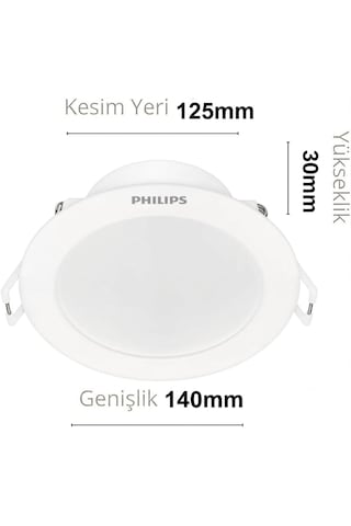 Philips Eridani 10w Kesim Yeri 12.5mm Dış Çapı 140mm Eyes Comfort 4000k Gün Işığı